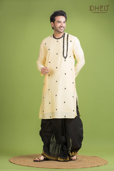 Designer Silk Kurta & Dhoti(Optional) Set