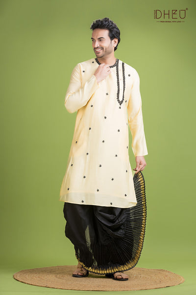 Designer Silk Kurta & Dhoti(Optional) Set