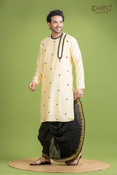 Designer Silk Kurta & Dhoti(Optional) Set