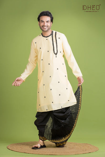 Designer Silk Kurta & Dhoti(Optional) Set