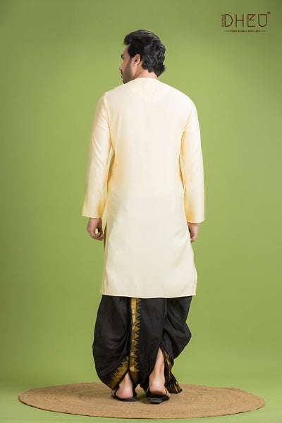 Designer Silk Kurta & Dhoti(Optional) Set