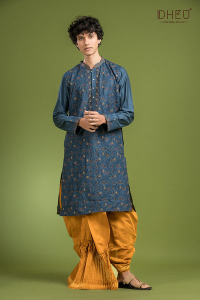 Exclusive Katan Silk Kurta & Dhoti(Optional) Set