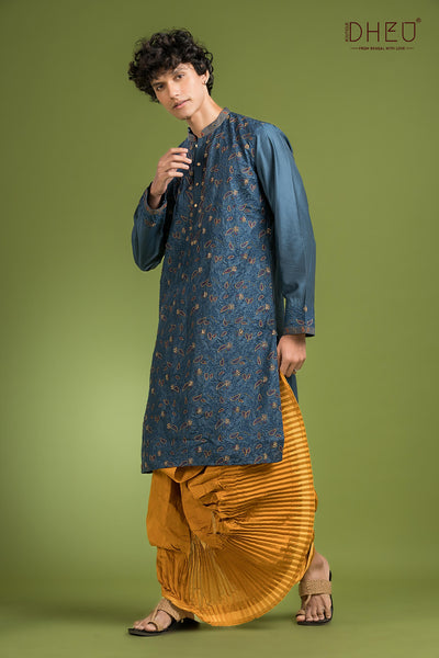 Exclusive Katan Silk Kurta & Dhoti(Optional) Set