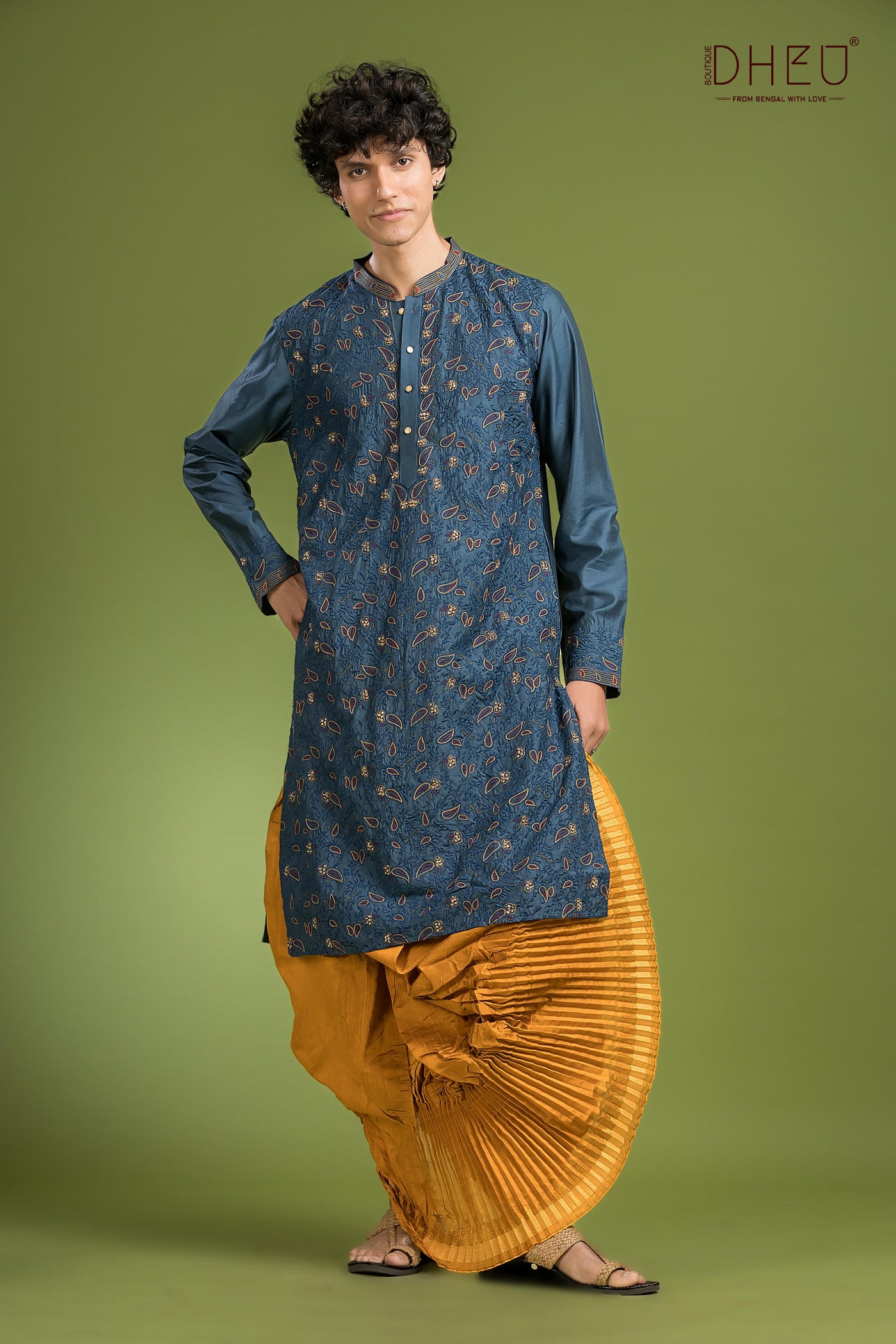 Exclusive Katan Silk Kurta & Dhoti(Optional) Set