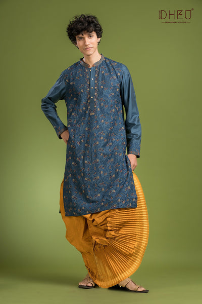 Exclusive Katan Silk Kurta & Dhoti(Optional) Set