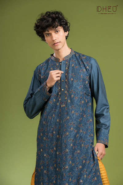 Exclusive Katan Silk Kurta & Dhoti(Optional) Set