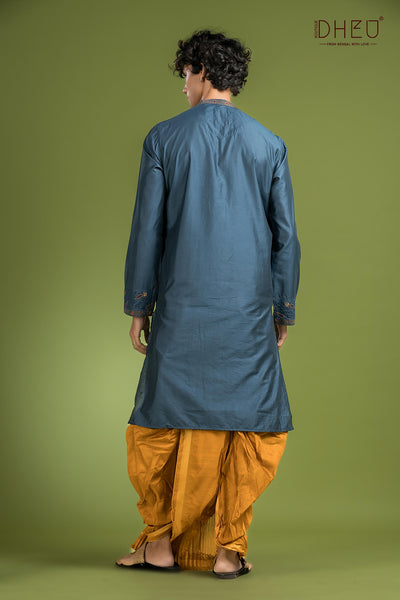Exclusive Katan Silk Kurta & Dhoti(Optional) Set