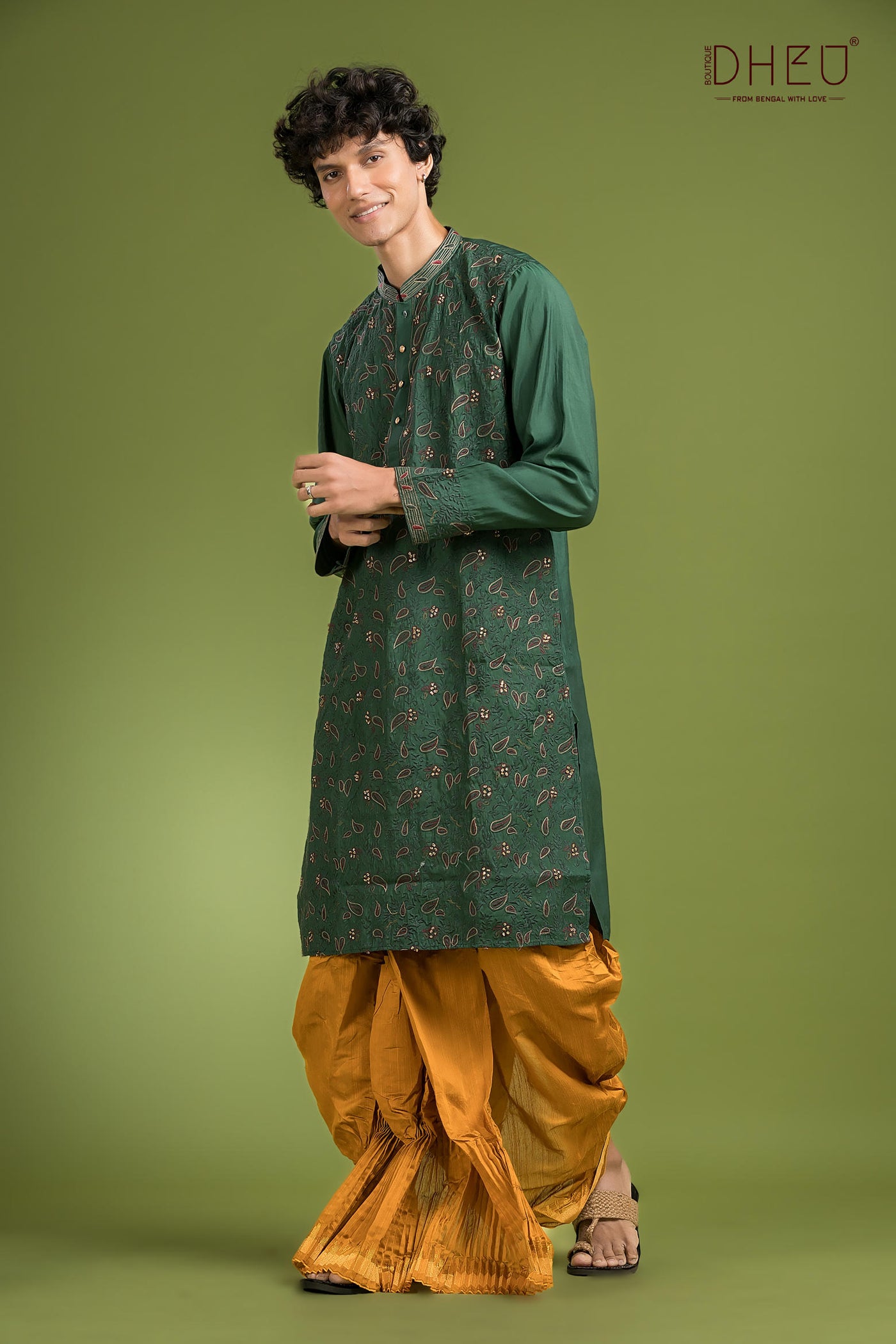 Exclusive Katan Silk Kurta & Dhoti(Optional) Set