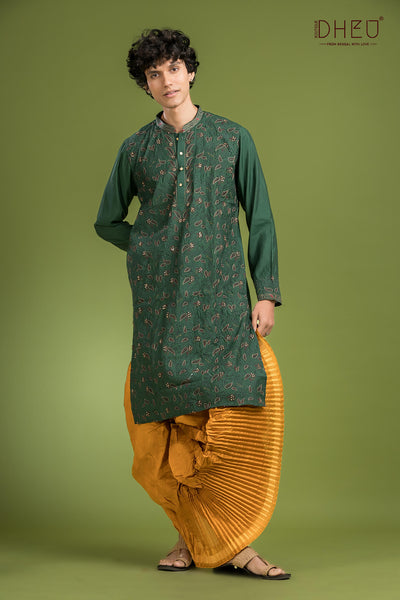 Exclusive Katan Silk Kurta & Dhoti(Optional) Set