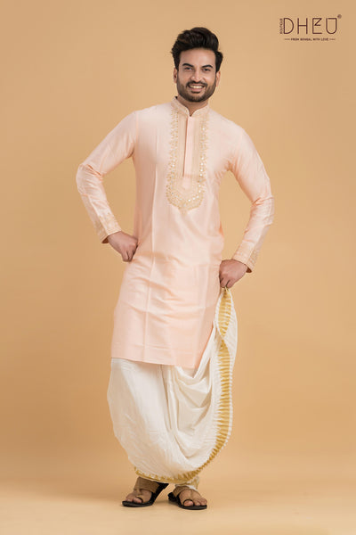 Designer Wedding Kurta & Dhoti(Optional) Set