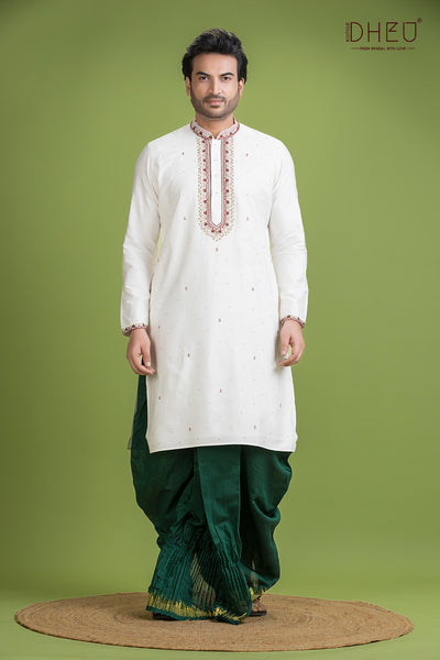 Designer Katan Kurta & Dhoti(Optional) Set