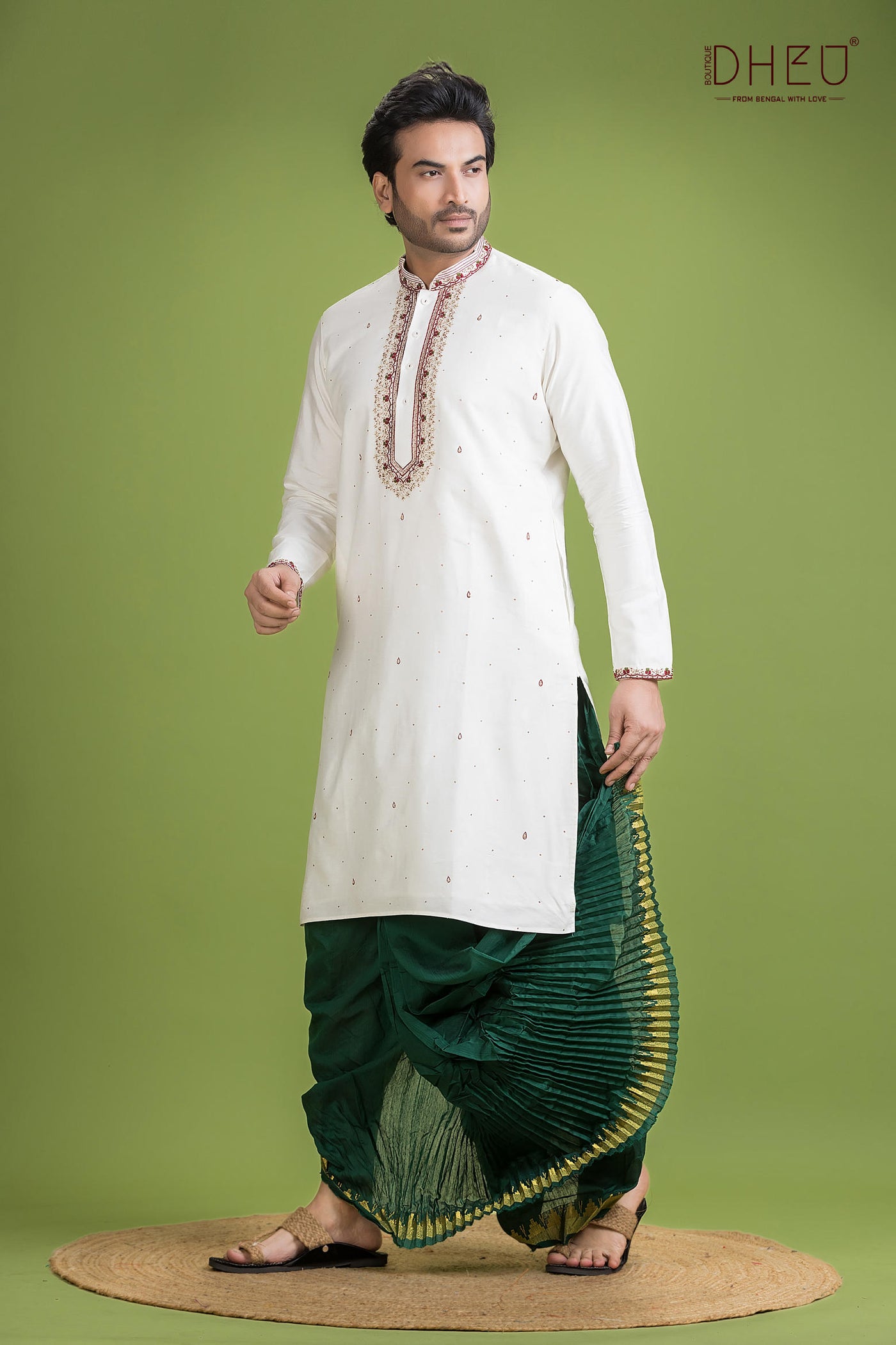 Designer Katan Kurta & Dhoti(Optional) Set
