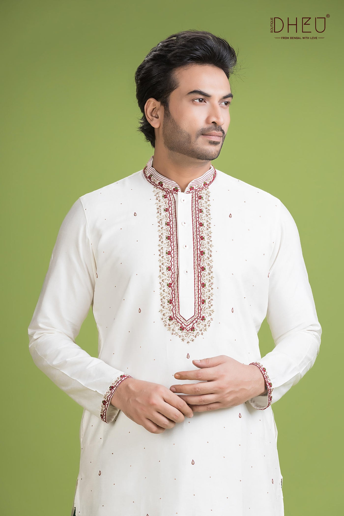 Designer Katan Kurta & Dhoti(Optional) Set