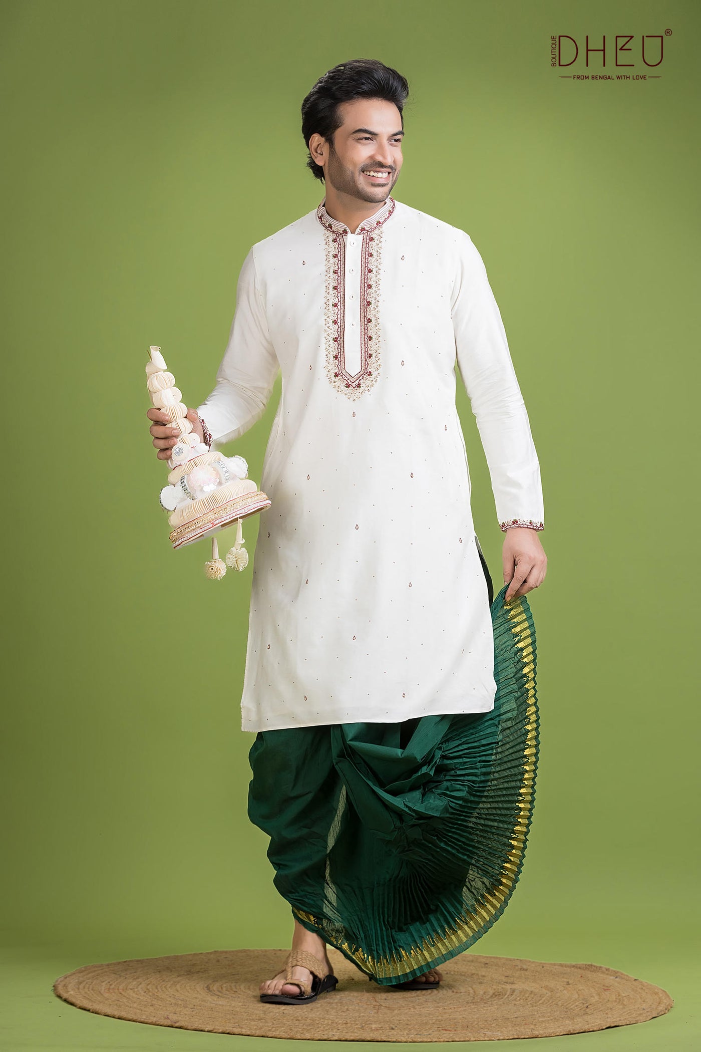 Designer Katan Kurta & Dhoti(Optional) Set