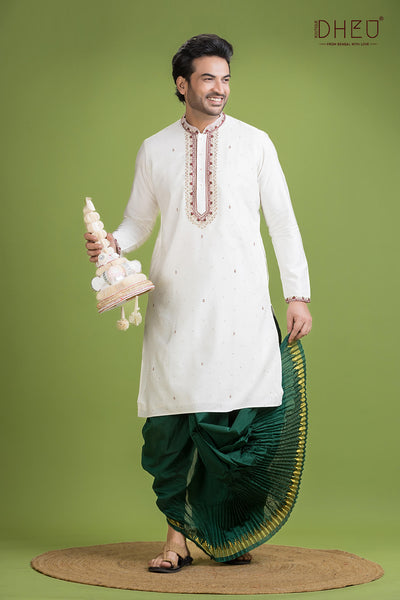 Designer Katan Kurta & Dhoti(Optional) Set