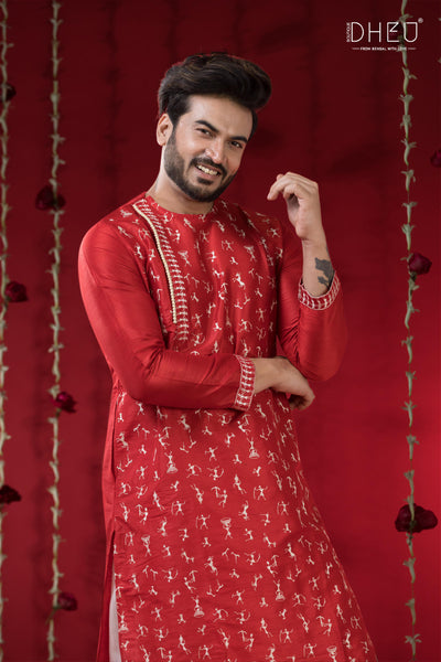Designer Wedding Silk Kurta & Dhoti(Optional) Set