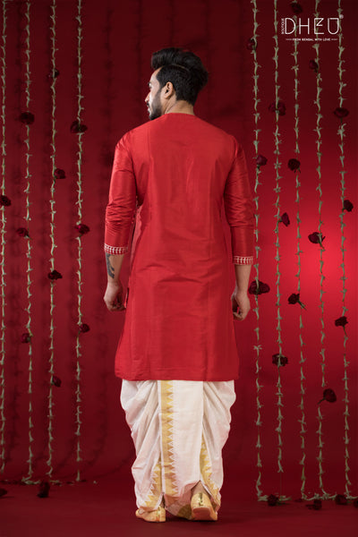 Designer Wedding Silk Kurta & Dhoti(Optional) Set
