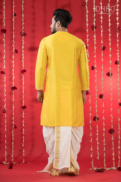 Designer Wedding Silk Kurta & Dhoti(Optional) Set