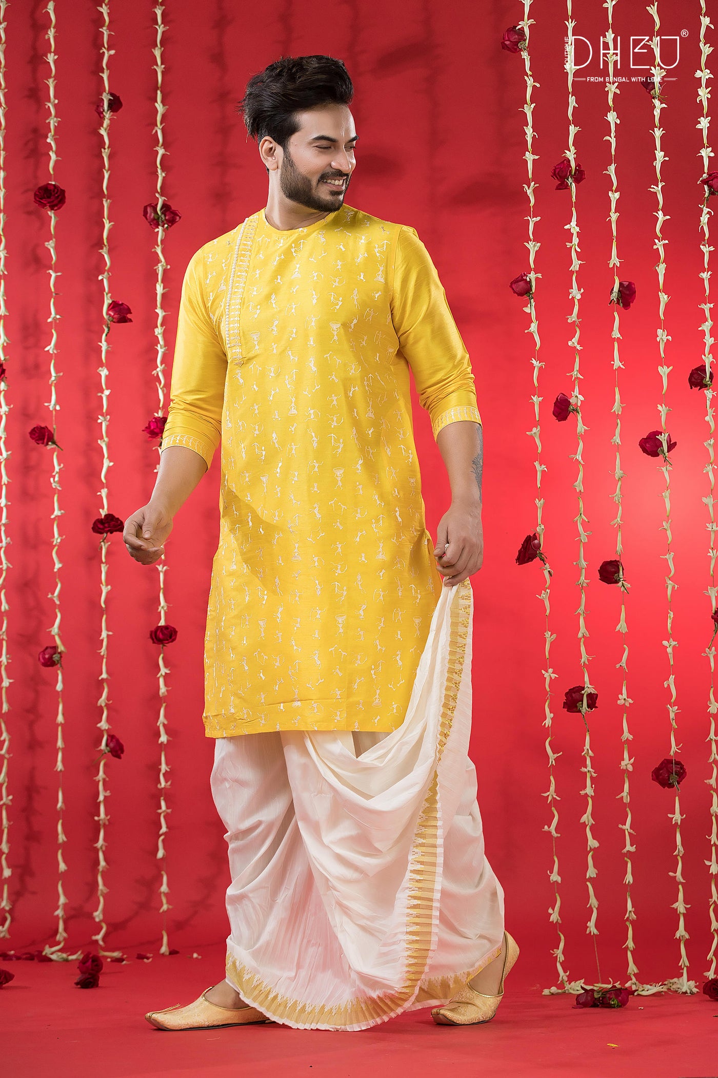 Designer Wedding Silk Kurta & Dhoti(Optional) Set