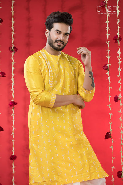 Designer Wedding Silk Kurta & Dhoti(Optional) Set