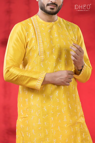 Designer Wedding Silk Kurta & Dhoti(Optional) Set