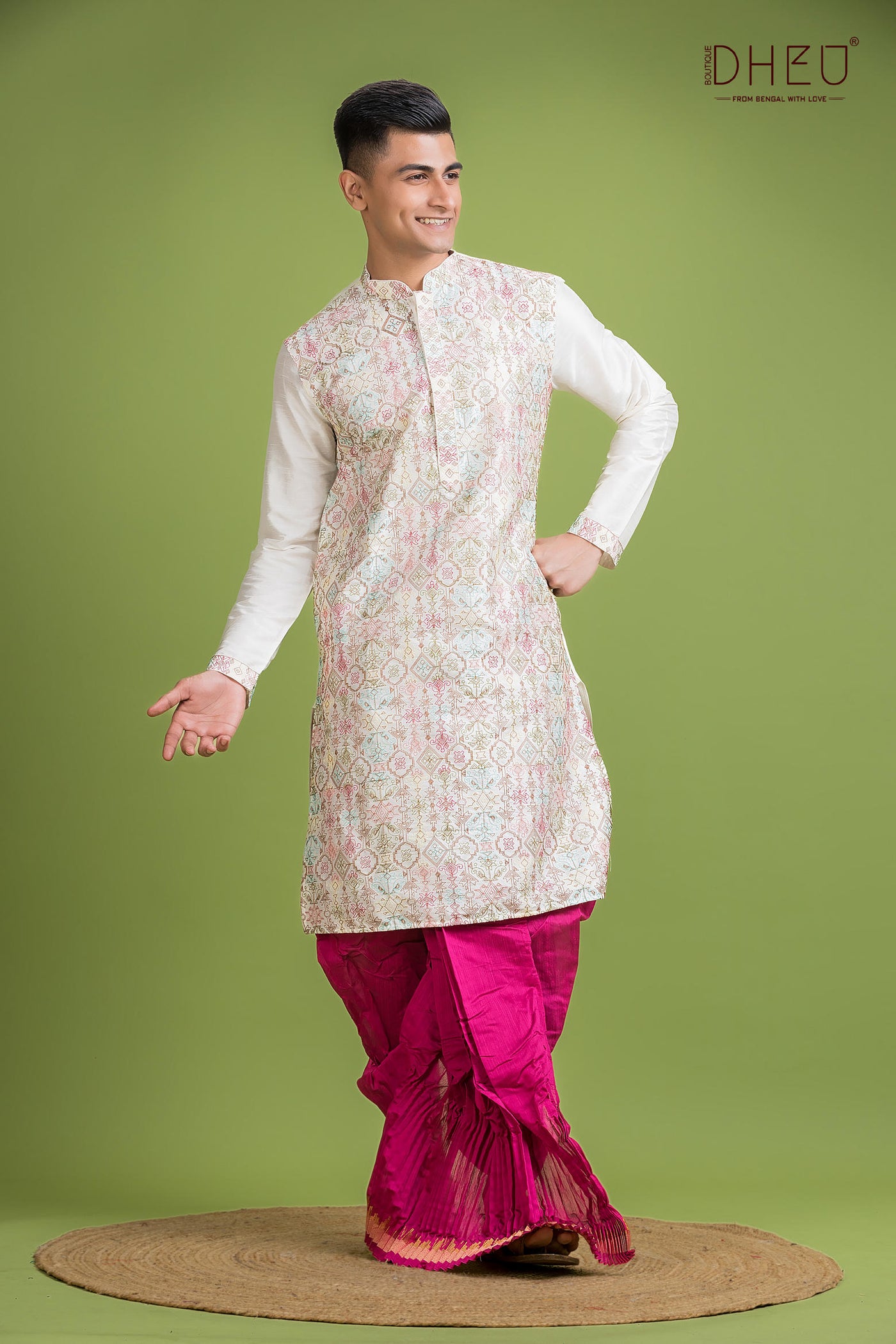 Designer Silk Kurta & Dhoti(Optional) Set