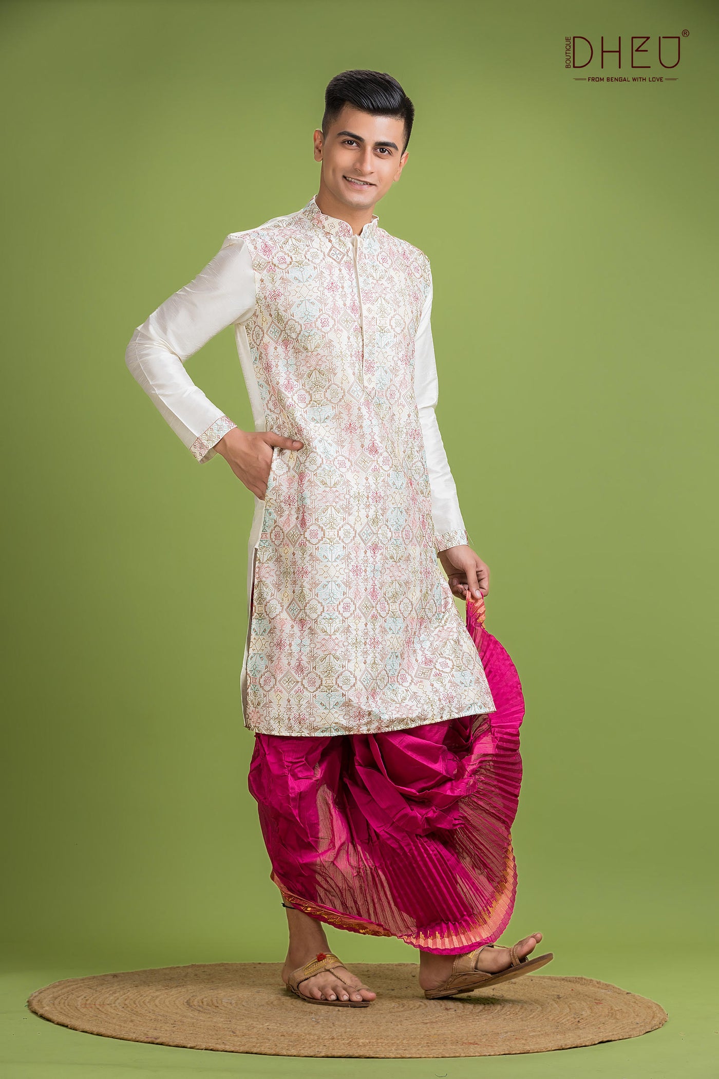 Designer Silk Kurta & Dhoti(Optional) Set