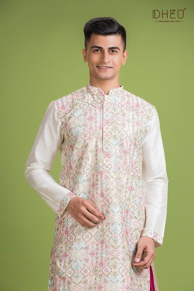 Designer Silk Kurta & Dhoti(Optional) Set