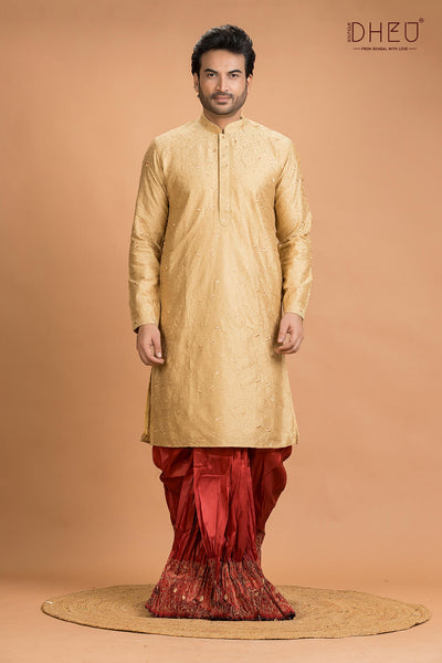 Exclusive Katan Silk Kurta & Dhoti(Optional) Set