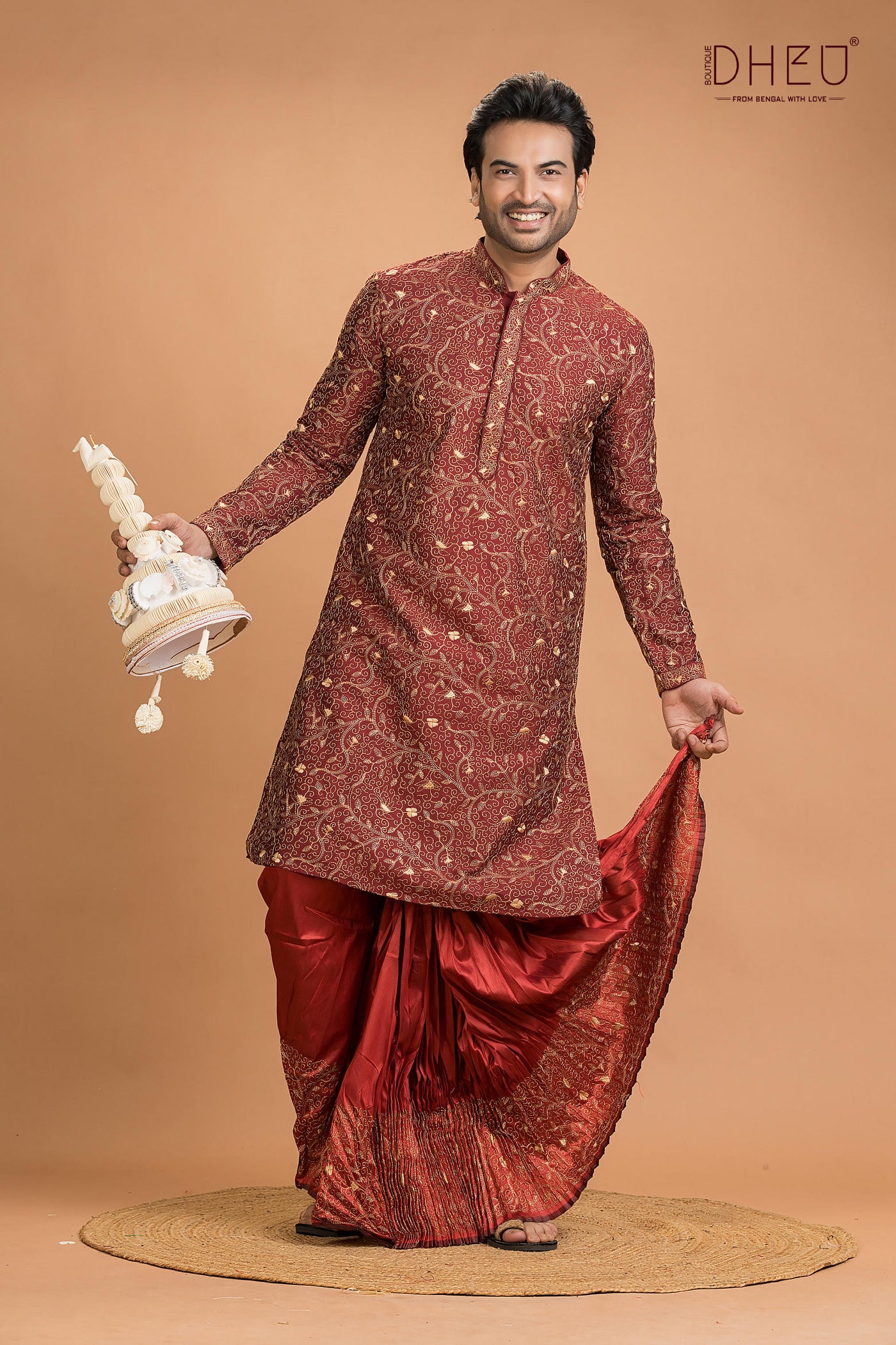 Exclusive Katan Silk Kurta & Dhoti(Optional) Set