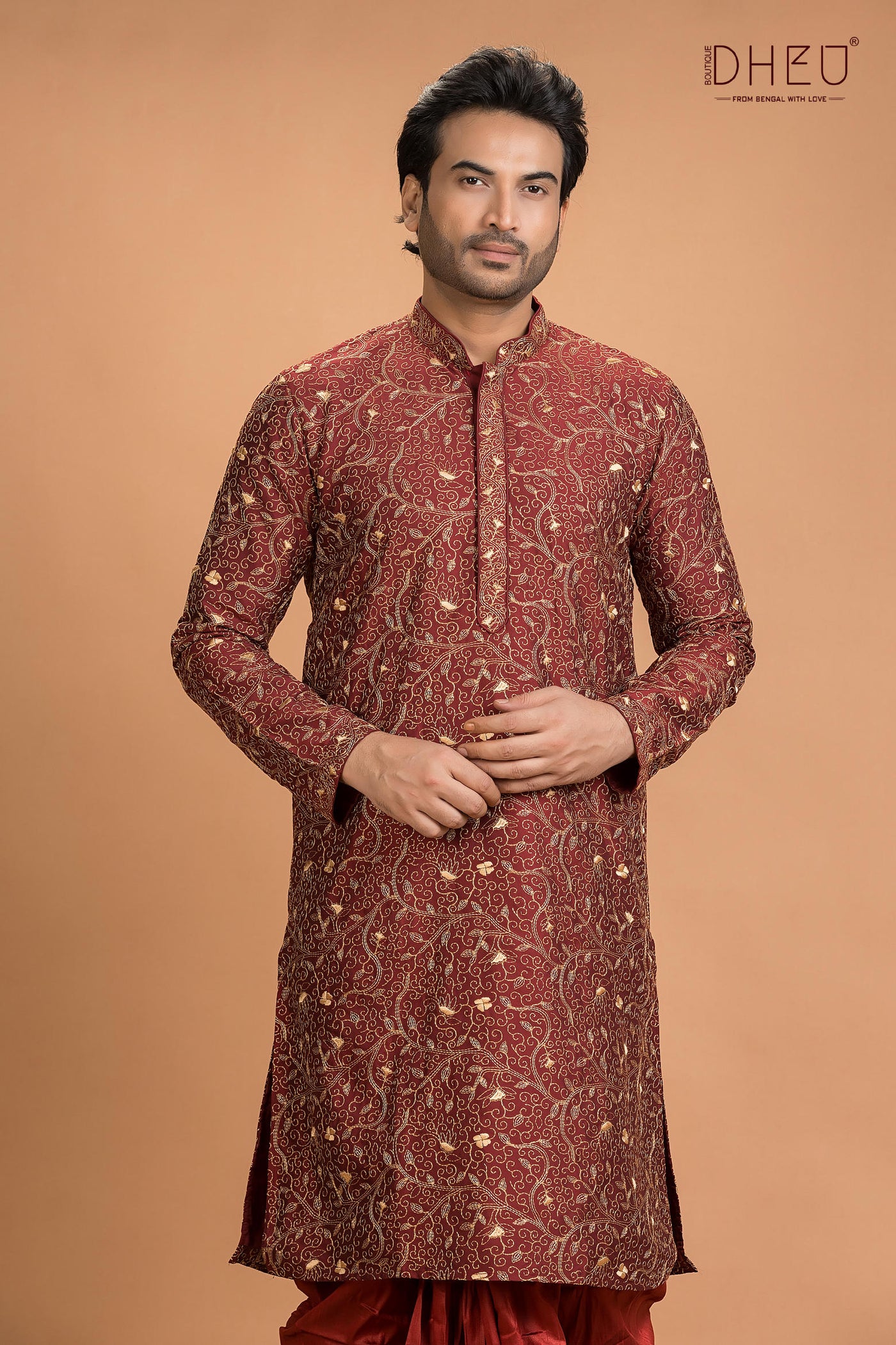 Exclusive Katan Silk Kurta & Dhoti(Optional) Set