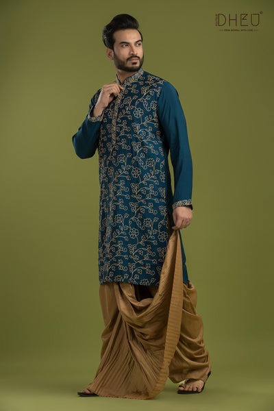Designer Embroidery Kurta & Dhoti(Optional) Set