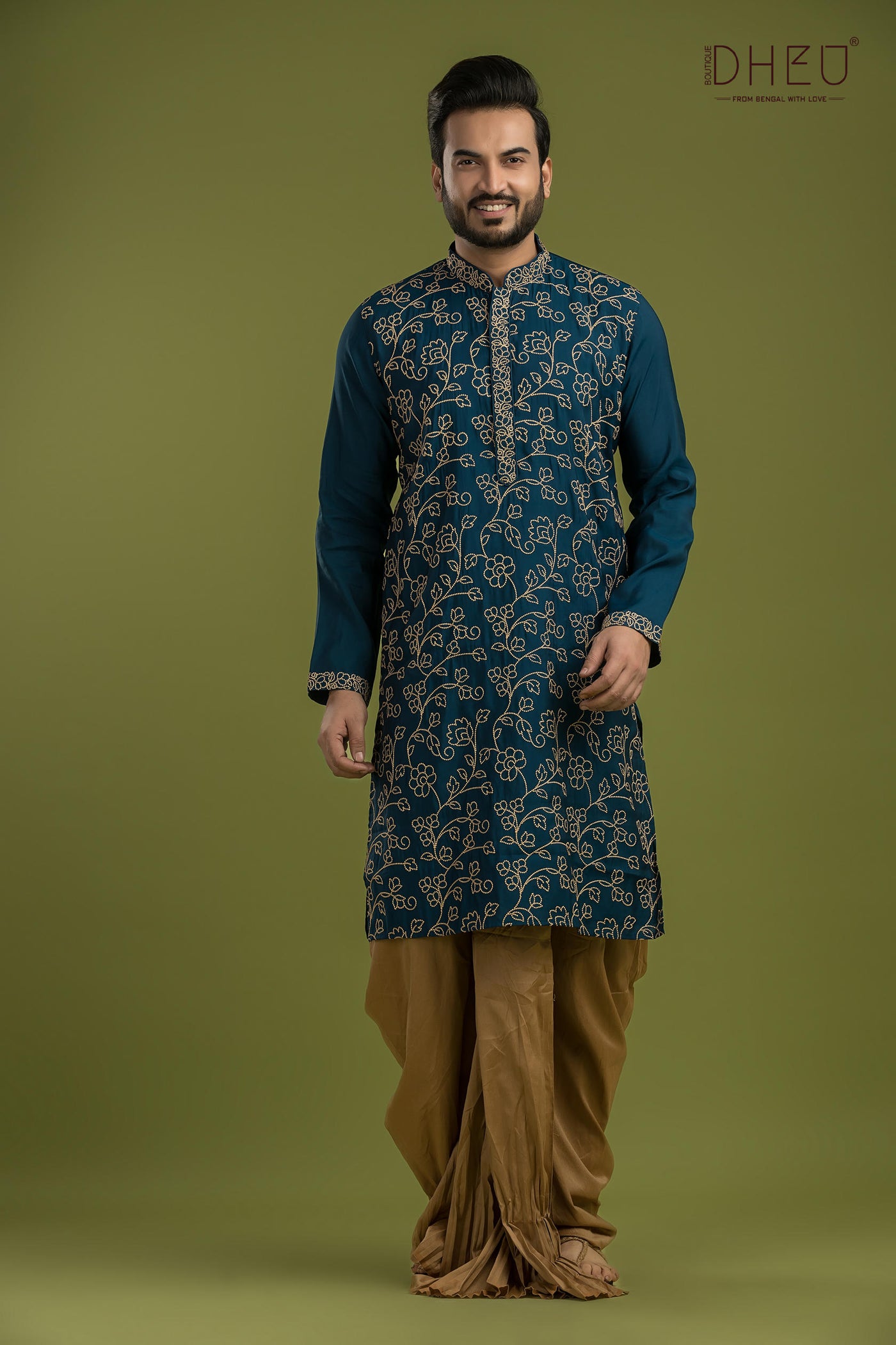Designer Embroidery Kurta & Dhoti(Optional) Set