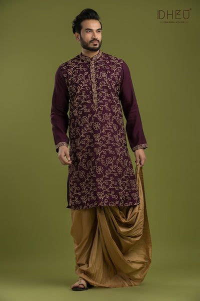 Designer Embroidery Kurta & Dhoti(Optional) Set