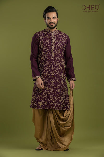 Designer Embroidery Kurta & Dhoti(Optional) Set