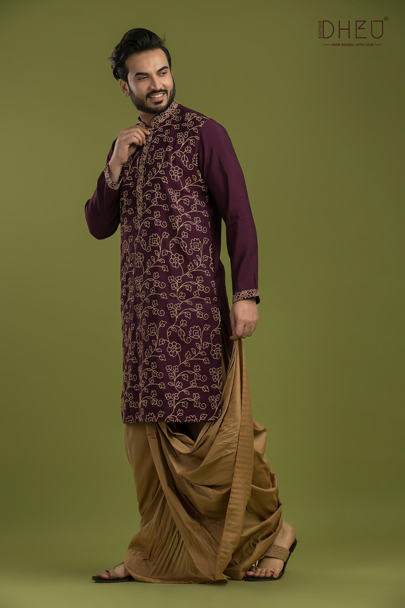 Designer Embroidery Kurta & Dhoti(Optional) Set