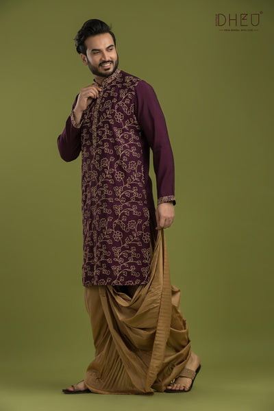 Designer Embroidery Kurta & Dhoti(Optional) Set