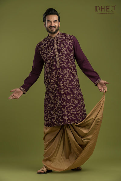 Designer Embroidery Kurta & Dhoti(Optional) Set