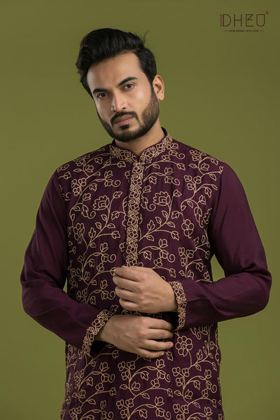 Designer Embroidery Kurta & Dhoti(Optional) Set