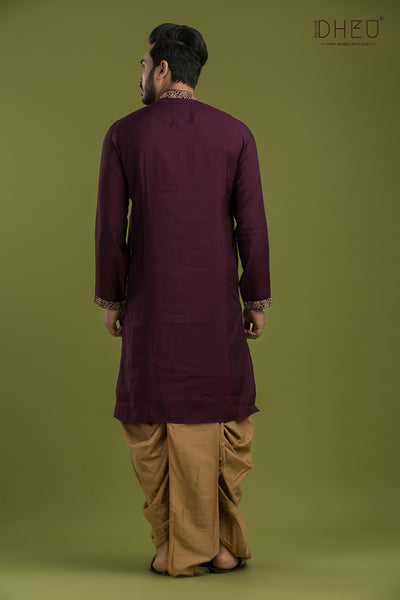 Designer Embroidery Kurta & Dhoti(Optional) Set