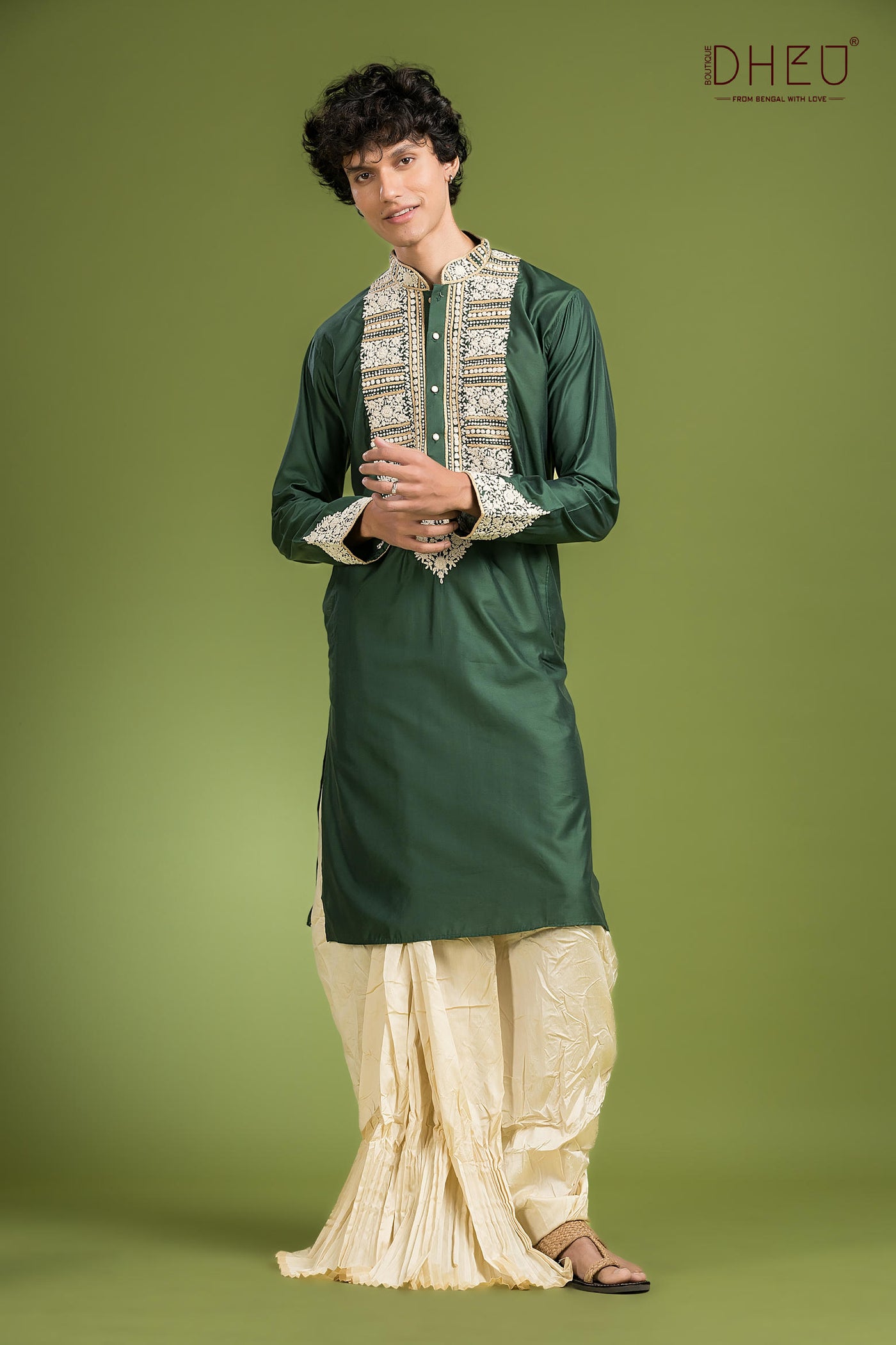 Banglar Biye Dhuti(Optional) Kurta Set