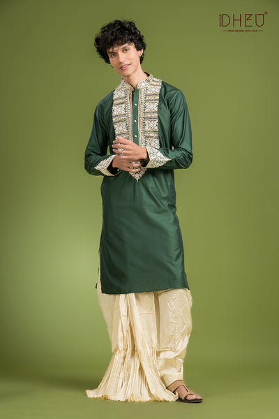 Banglar Biye Dhuti(Optional) Kurta Set