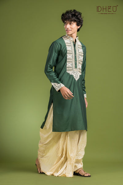 Banglar Biye Dhuti(Optional) Kurta Set