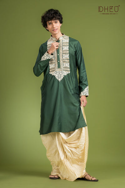 Banglar Biye Dhuti(Optional) Kurta Set