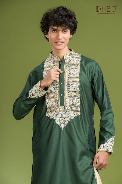 Banglar Biye Dhuti(Optional) Kurta Set