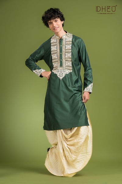 Banglar Biye Dhuti(Optional) Kurta Set