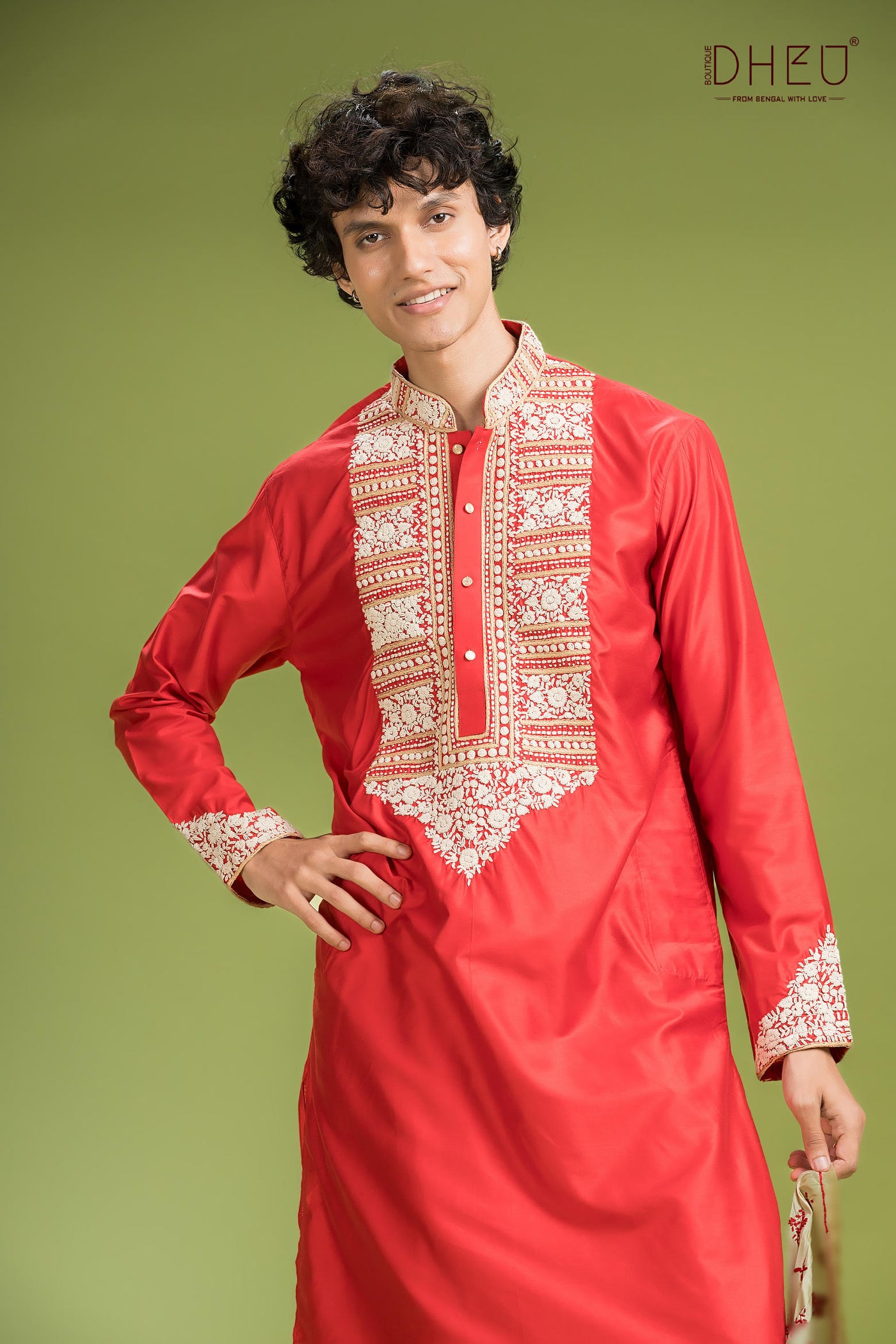 Shubho Bibaho Katan Silk Kurta & Dhoti(Optional) Set