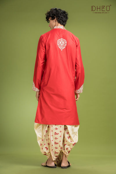 Shubho Bibaho Katan Silk Kurta & Dhoti(Optional) Set