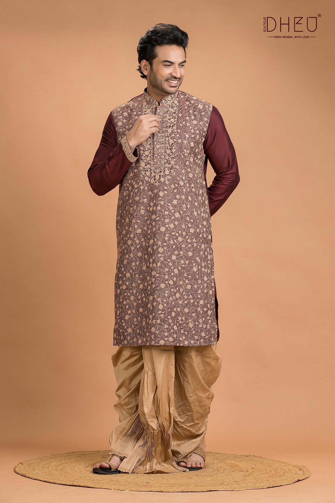 Exclusive Katan Silk Kurta & Dhoti(Optional) Set