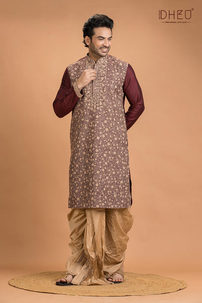 Exclusive Katan Silk Kurta & Dhoti(Optional) Set